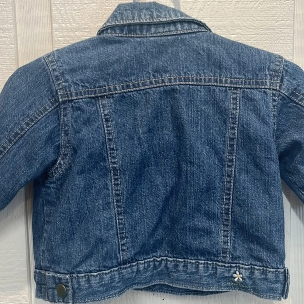 OshKosh‎ denim jean lined jacket embroidered flowers, size 3-6 months
